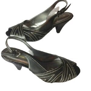 Naturalizer Black Slingback Peep Toe Pumps 6